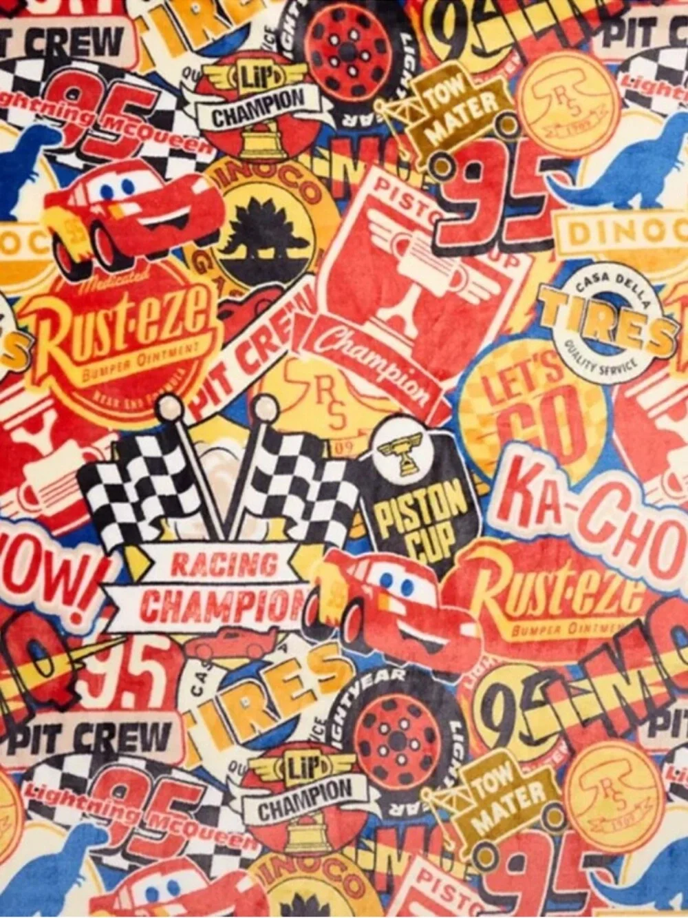 DISNEY PIXAR CARS LIGHTNING MCQUEEN PLUSH THROW BLANKET THE BIG ONE 5X6 FT New